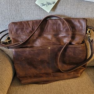 Button Rock Leather Cinch Bag
